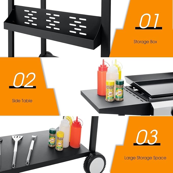 3 Burner BBQ Gas Griddle, 25.6 Inch Stainless Steel Portable Detachable Propane - Image 3