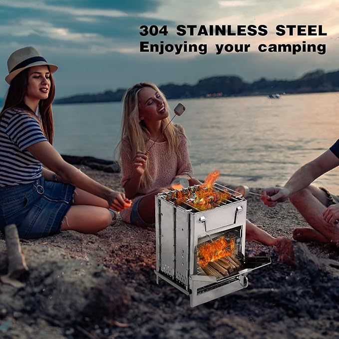 REDCAMP Wood Burning Folding Camp Stove Stainless Steel Grill, Portable - Image 6