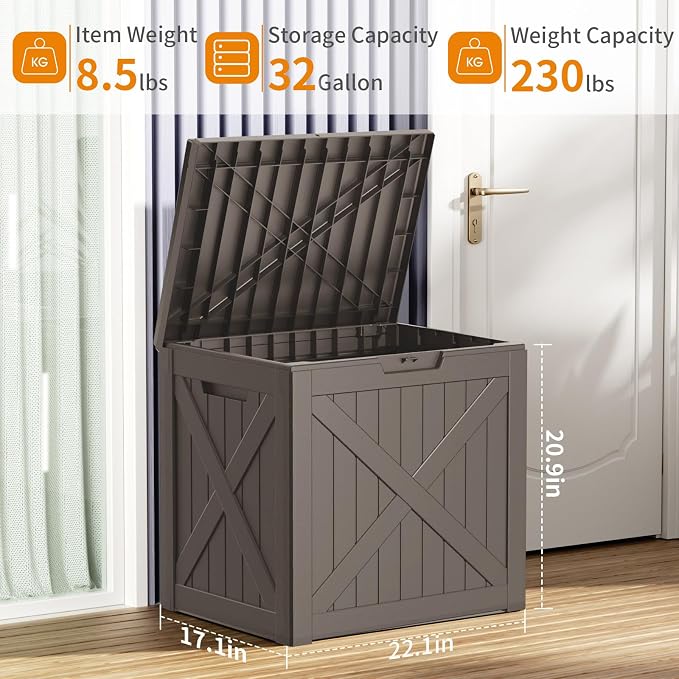 EasyUp 32 Gallon Outdoor Deck Box Waterproof, UV Resistant Resin Outdoor - Image 6