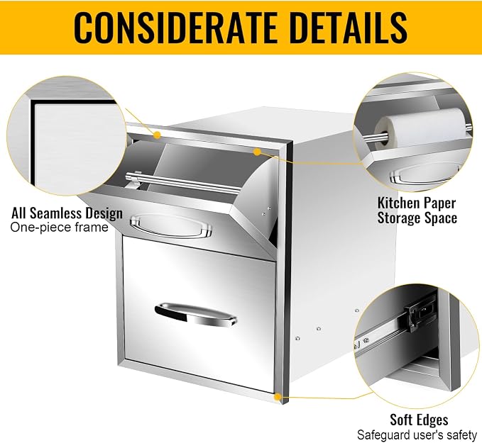 Outdoor Kitchen Stainless Steel Triple Access BBQ Drawers - Image 5
