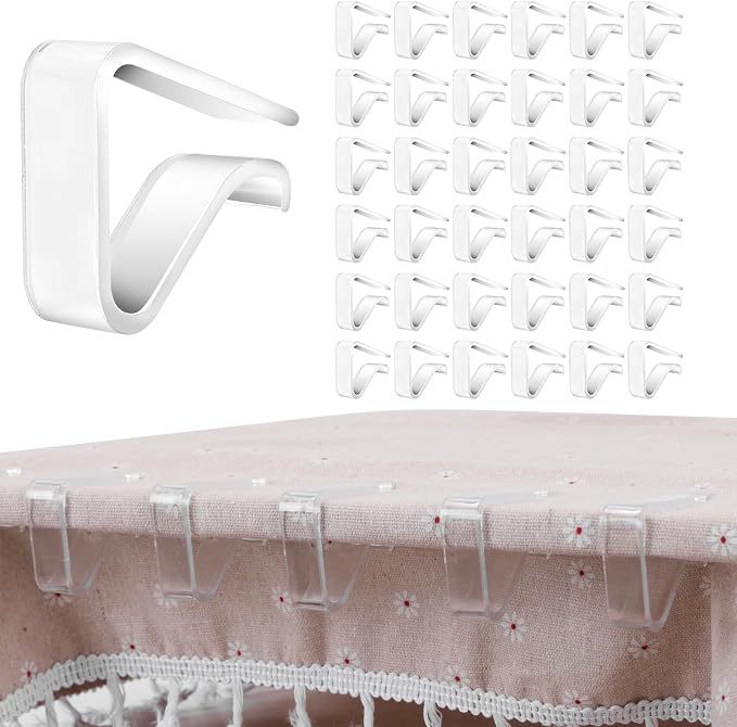 36 Pieces Clear Tablecloth Clips, Durable Plastic Table Cover Holders, by EaseYourLife