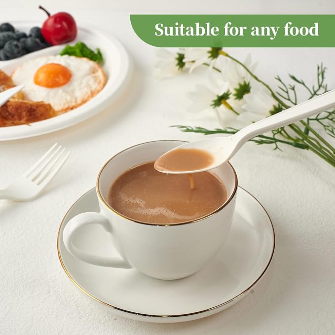 ECOLipak 150 Pcs White Disposable Spoons, 6.7 Inch Large Size Heavy Duty No - Image 4