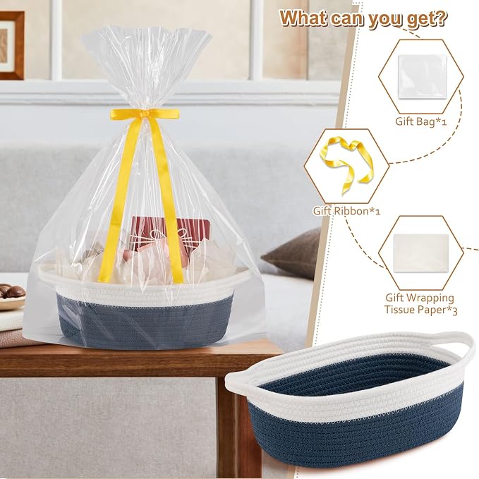 OIAHOMY Gift Basket Empty with Handle, Ribbon and Wrap Tissue Paper, Dog Toy - Image 2
