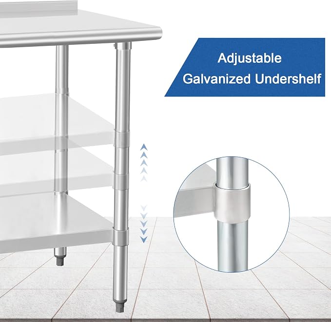 HARDURA Stainless Steel Prep & Work Table 30 x 72 Inches NSF Heavy Duty - Image 3