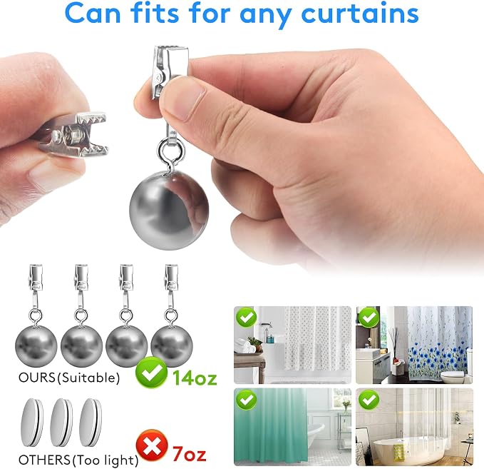 8 Pack Shower Curtain Weights, Prevent Curtain Liner from Blowing Around - Image 5