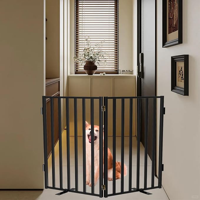 Full Metal Freestanding Dog Gates, Extra Wide Foldable Dog Fences - Image 6