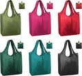 BeeGreen Colorful Reusable Grocery Bags 6 Pack, Heavy Duty Totes by BeeGreen