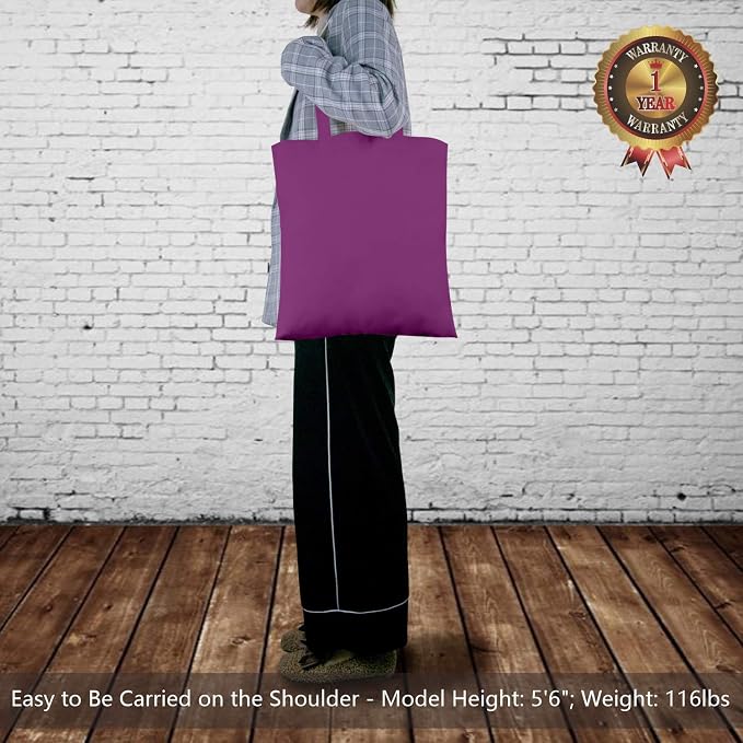 TOPDesign 12-Pack Economical 16"x15" Purple Cotton Tote Bag, Lightweight Medium - Image 2