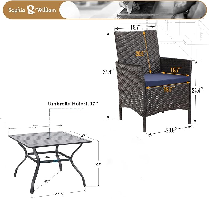 Sophia & William Patio 6 Pieces Dining Set - Image 7