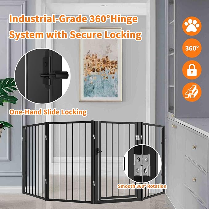 Metal Freestanding Dog Gate, Foldable Extra Wide 118", Portable Dog Fence - Image 3