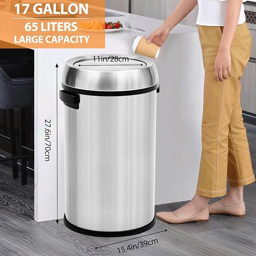 GarveeHome 17 gal/65 L Swing Top Trash Can, Stainless Steel Rubbish Bin - Image 5