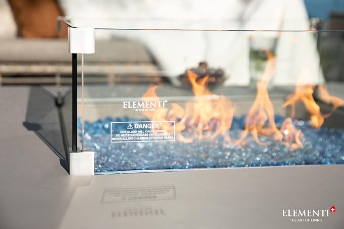 Elementi+ | Lucerne Gas Fire Pit Cast Concrete 42" Square Fire Table, Outdoor - Image 8