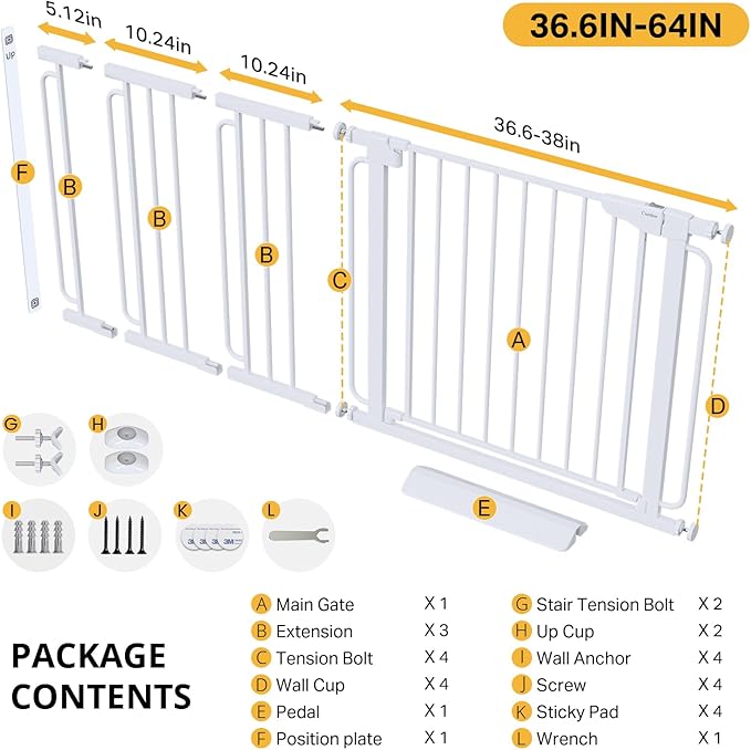 Cumbor 36.6-64" Extra Wide Baby Gate - Image 8