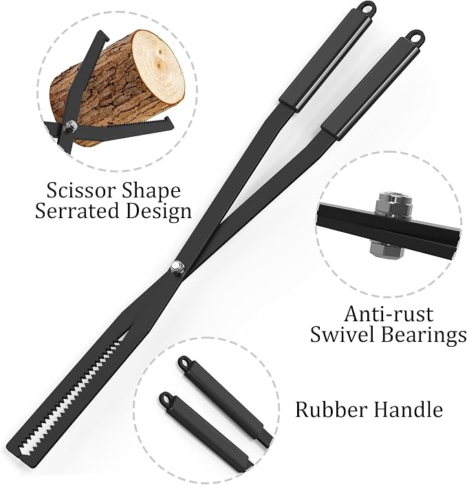 Tredre Fire Tongs and Fire Poker Set, Manganese Steel Fire Pit Tools - Image 2