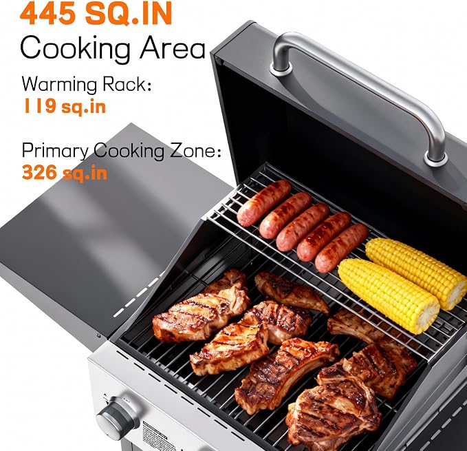 Veralune 3 Burner Propane Gas Grill, 000 BTU Stainless Steel Outdoor BBQ Grill - Image 2