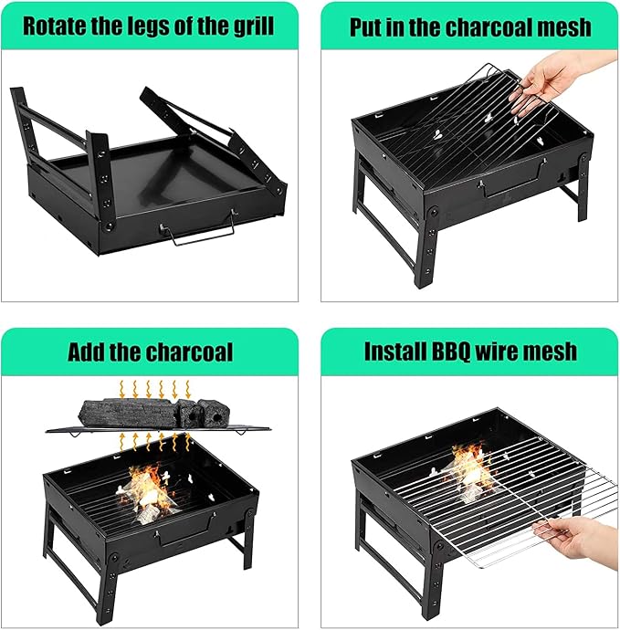 Folding Portable Barbecue Charcoal Grill, Barbecue Desk Tabletop Outdoor - Image 6