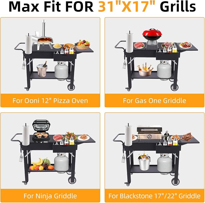Foldable Grill Cart for Blackstone Griddle, Portable Outdoor Griddle Stand for - Image 2