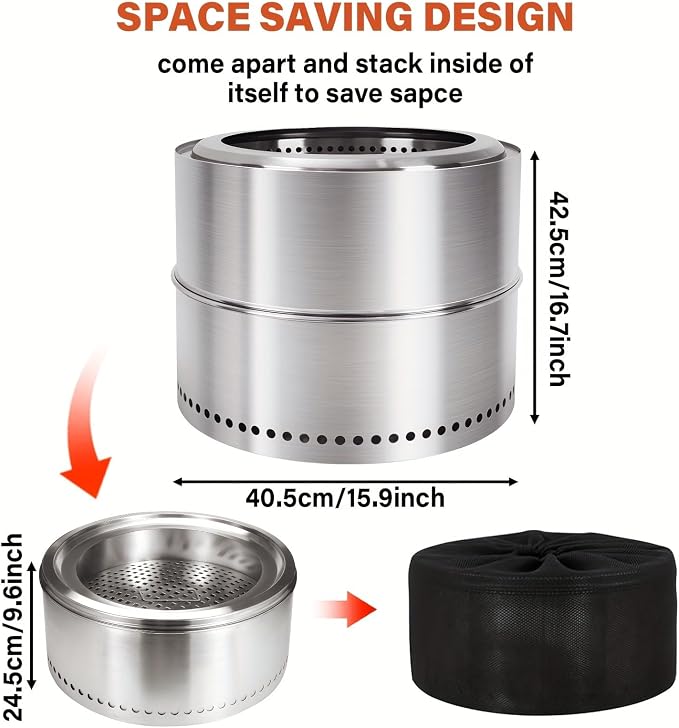 HGD 16 inch Smokeless Firepit, Stainless Steel Fire Pits, Smokeless Fire Pit - Image 3