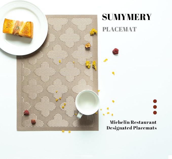 Placemats Set of 8 Vinyl/Plastic Woven Place Mats - Image 4