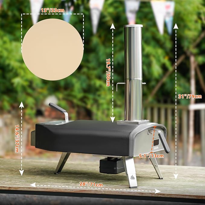 Mimiuo Outdoor Pizza Oven 12“ Wood Charcoal Fired Pizza Oven - Image 2