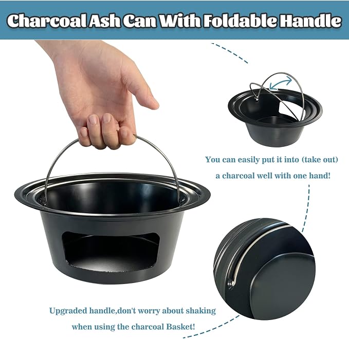 KAMaster Ash Can with Folding Handle Compatible with Large Big Green Egg - Image 6