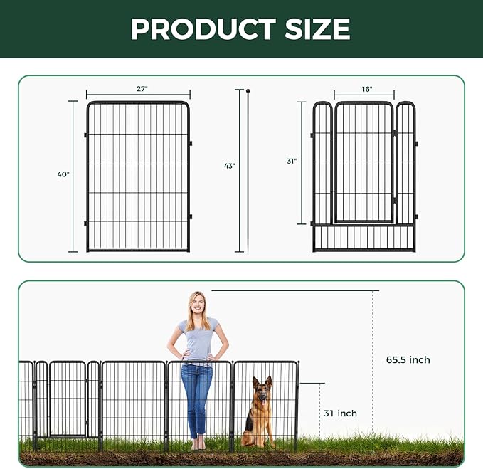 FXW Garden Fence Outdoor for The Yard – 40in x 18.2ft Heavy Duty Metal Animal - Image 5