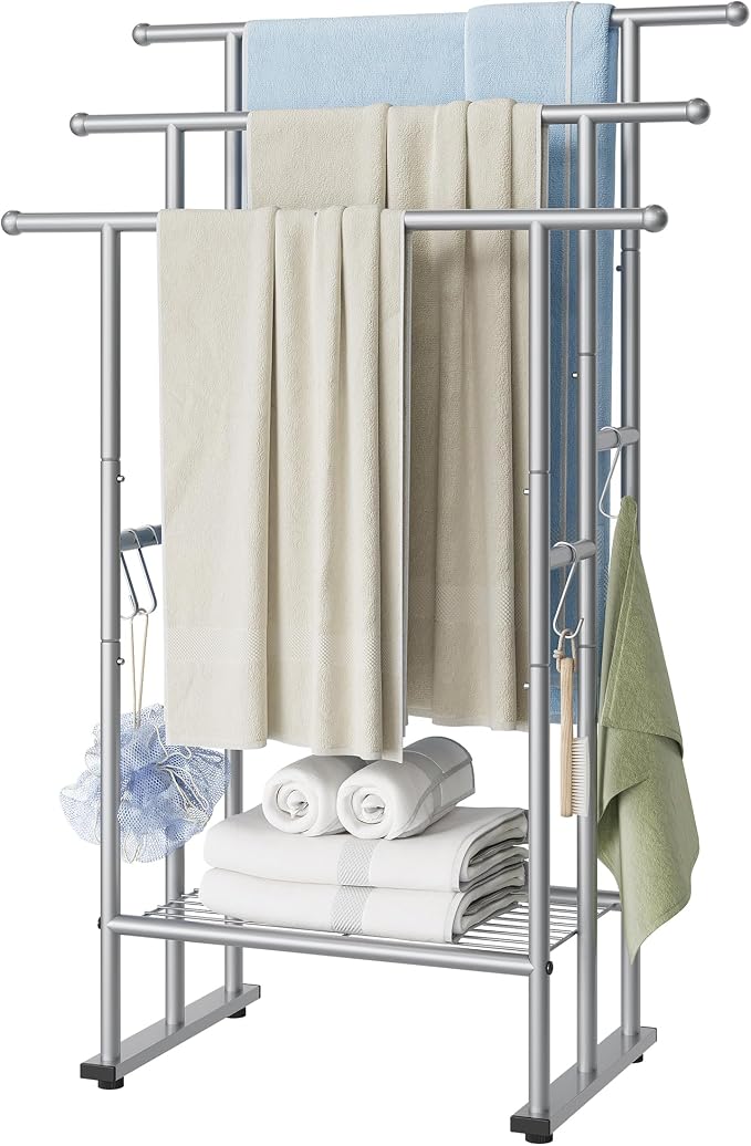 ELYKEN 3 Tier Standing Towel Rack, Freestanding Floor Towel Rack by ELYKEN