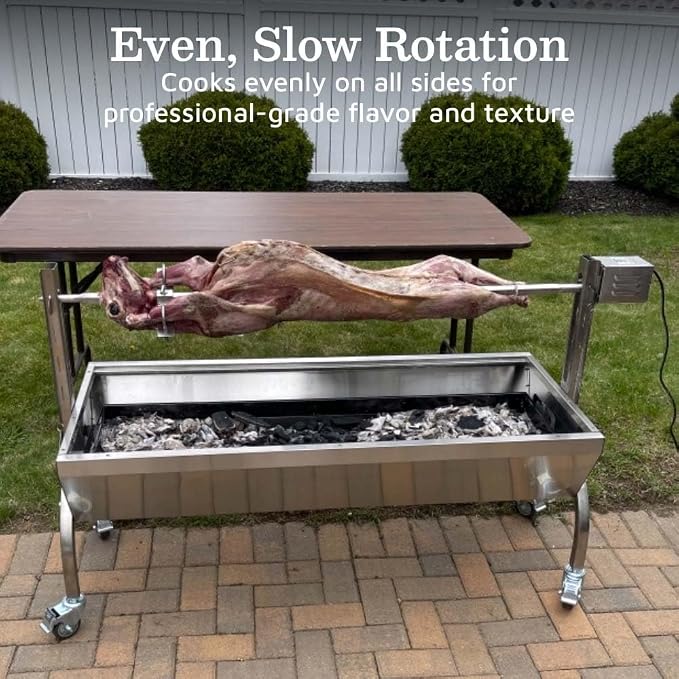 Ash & Ember 25W Stainless Steel BBQ Rotisserie Grill, 4 RPM Rotation Speed - Image 5