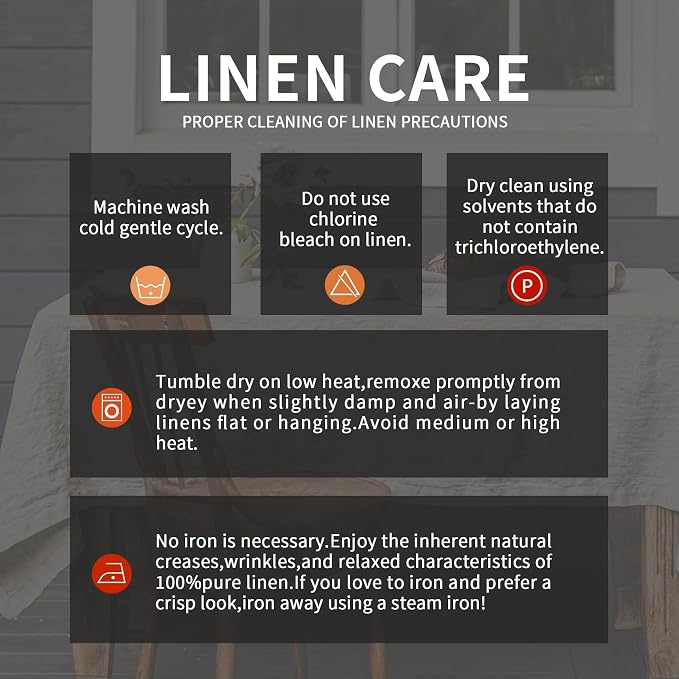 EVERLY 100% Pure Linen Rectangle Tablecloths 60x132Inches - Image 7