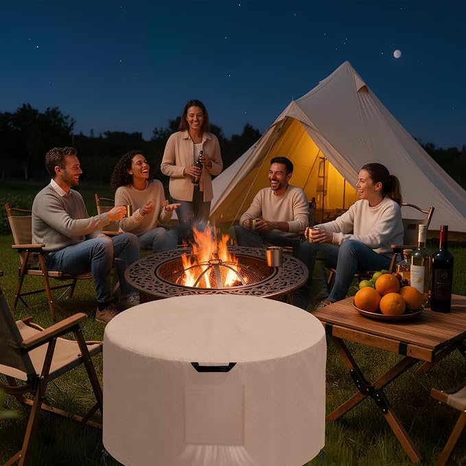 Kovshuiwe Round Fire Pit Cover-600D Fabric Waterproof and Resistant - Image 6