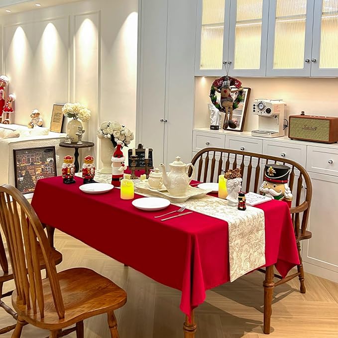 Rectangle Christmas Tablecloth, Waterproof Washable Luxurious Wool Velvet Table - Image 6