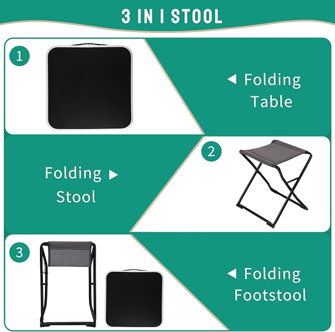 SUNNYFEEL 3 in 1 Folding Camping Table and Stool, Lightweight Up to 300 LBS - Image 6