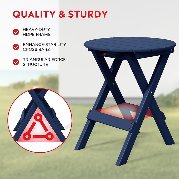 Costaelm Paradise 3-Piece Outdoor HDPE Folding Patio Bistro Table and Chairs - Image 8
