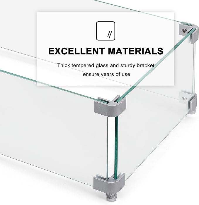 NUU GARDEN 27.6'' x 11.7'' x 6.5" Rectangular Fire Pit Wind Guard, Transparent - Image 9