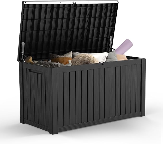 Mars Villa 180 Gallon Outdoor Storage Box, Large Waterproof Resin Deck Box by MarsVilla