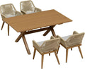 PURPLE LEAF 5 Pieces Outdoor Dining Set All-Weather PE Rattan Outdoor Patio by PURPLELEAF