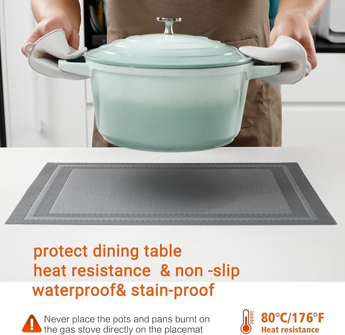 Placemats Set of 4, Heat and Stain Resistant Indoor/Outdoor Place mats - Image 4
