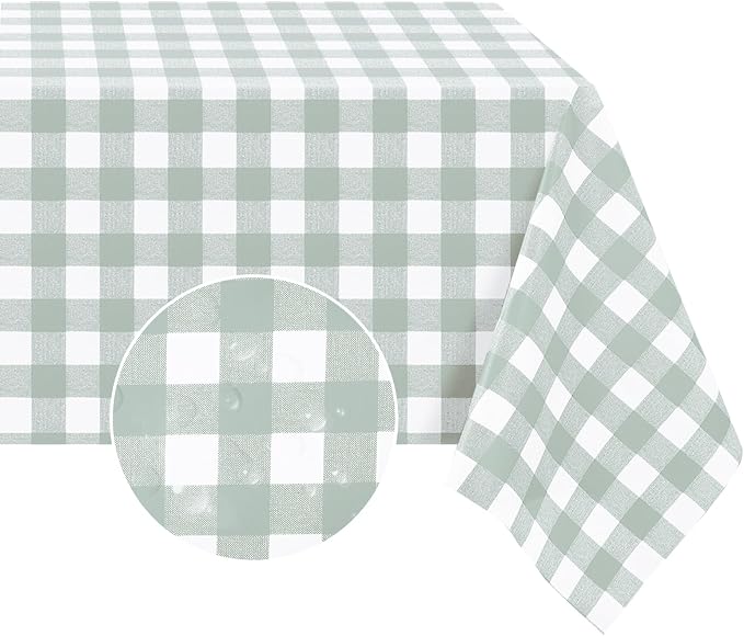 Romanstile Rectangle Vinyl Tablecloth, 100% Waterproof Checkered Plastic Table - Image 7