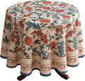 patdrea Designer Linen Round Table Cloth, Durable Breathable Floral Dacorative by Welcometopatdrea