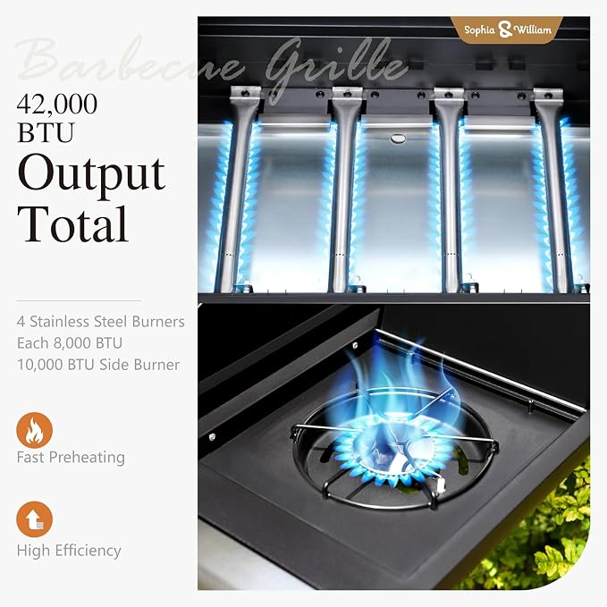 Sophia & William 4-Burner Gas BBQ Grill - Image 7