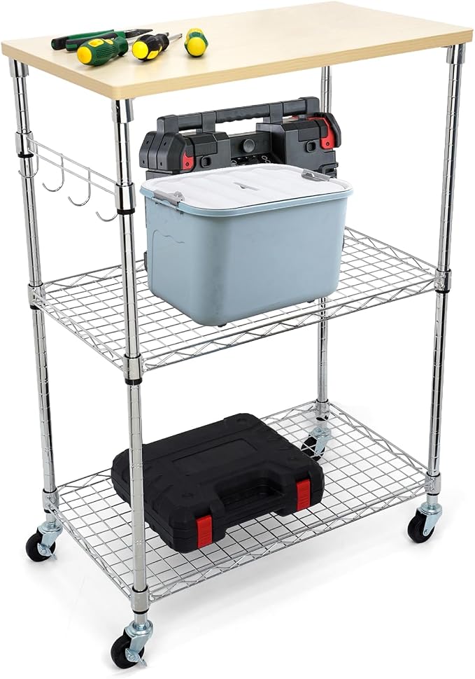 Chrome 3-Tier Rolling Kitchen Cart - Image 5