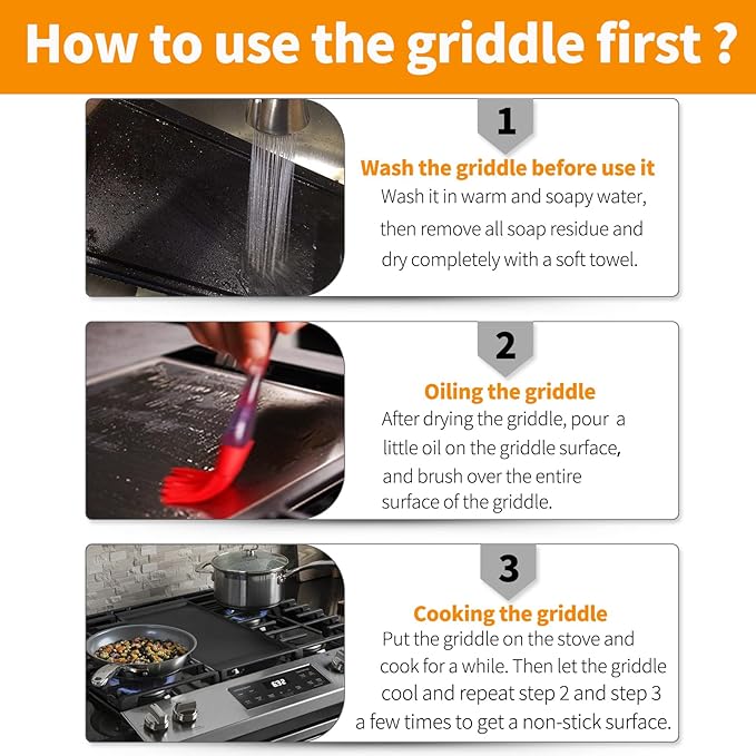 Griddle Plate Replacement, Enamel Cast Iron, 19.5 x 9 Inch Center Insert