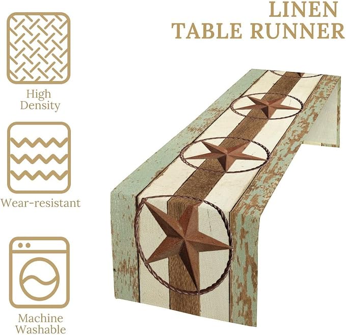 Texas Western Star Table Runner, Farmhouse Cowboy Country Barn Star Table - Image 4
