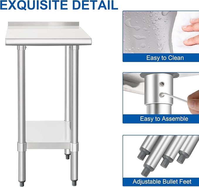 HARDURA Stainless Steel Commercial Work Table Prep Work Metal Table 24×18 Inches - Image 5