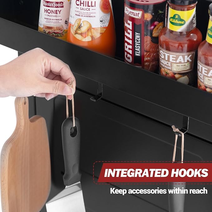 Outdoor Grill Cart with Wheels, Movable Kitchen Island with Storage Cabinet - Image 8