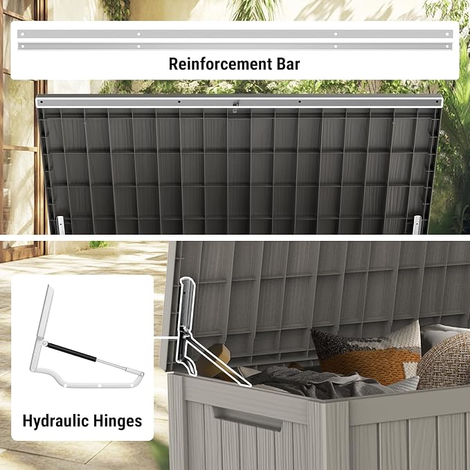 Mars Villa 180 Gallon Outdoor Storage Box, Large Waterproof Resin Deck Box - Image 3