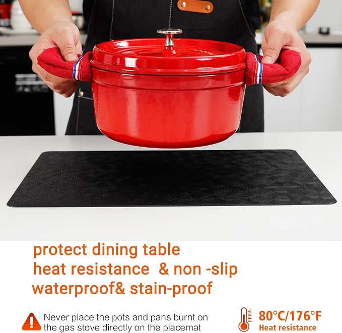 Vinyl Placemats Set of 4 Heat Resistant Easy Clean Non-Slip Place Mats - Image 4