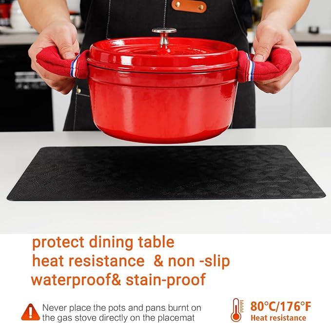 Vinyl Placemats Set of 6 Heat Resistant Easy Clean Non-Slip Place Mats - Image 4