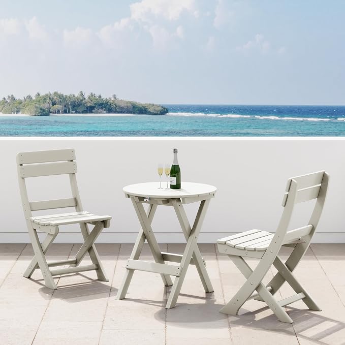 Costaelm Paradise 3-Piece Outdoor HDPE Folding Patio Bistro Table and Chairs by Costaelm