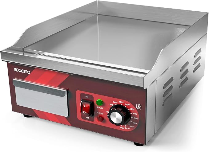 EGGKITPO 14 Inch Electric Griddle, Non-Stick Flat Top Grill Commercial Electric by EGGKITPO